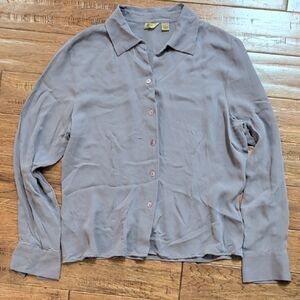 Caslon Lilac Silk Button Up Women's Top